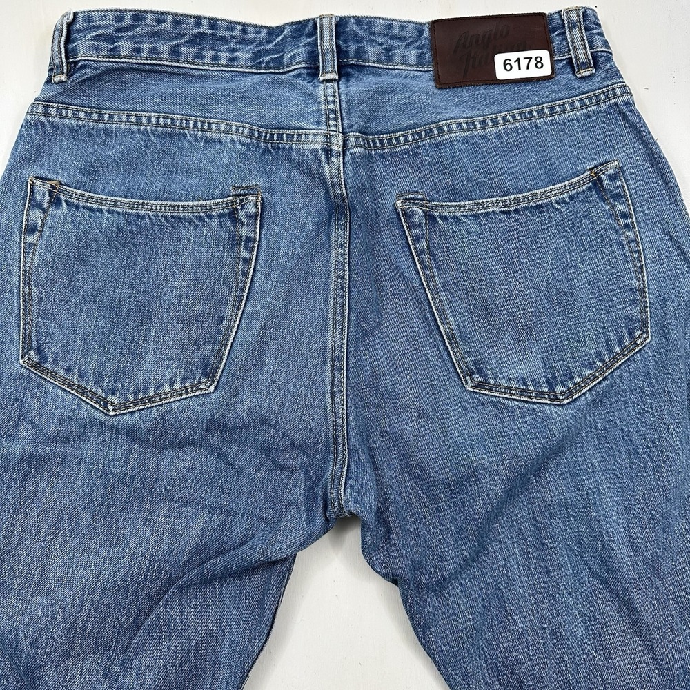 Anglo-Italian Selvedge Slim Straight Jeans Men Fits 31x29 Cotton Light Blue